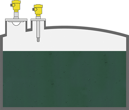Level measurement and point level detection in bulk storage tanks