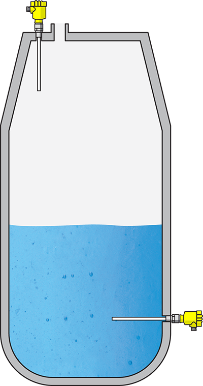 Level detection in a feed water receiving tank 