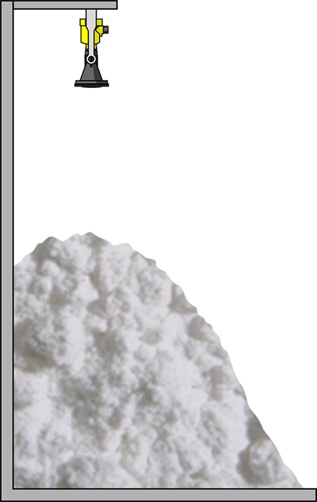 Level measurement in the wet gypsum storage hall