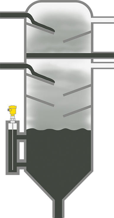 Level measurement in the dewatering column