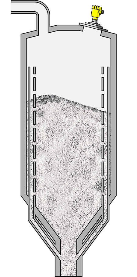 Level measurement of plastic granule silo