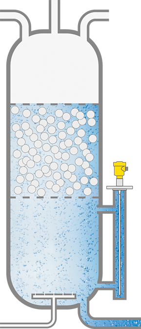 Level measurement in a stripping column 