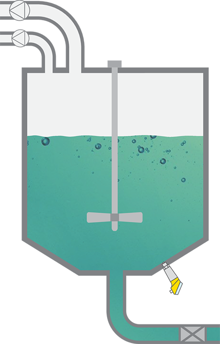 Level measurement in the coating batching tank 