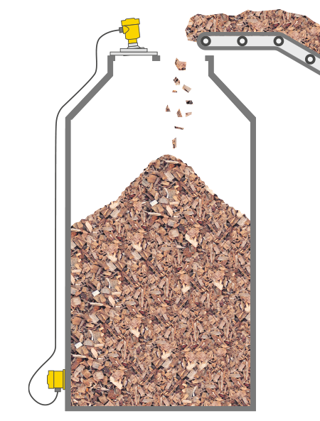 Wood chip silo level measurement 