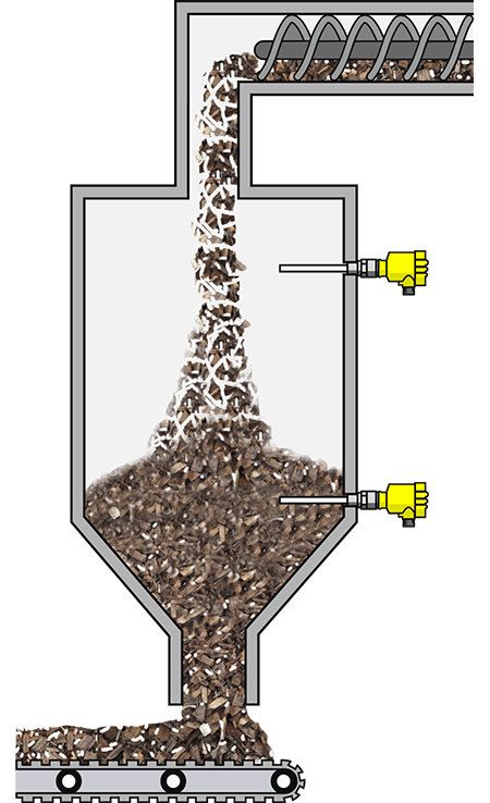 Point level detection in front of the wood pellet drying facility 
