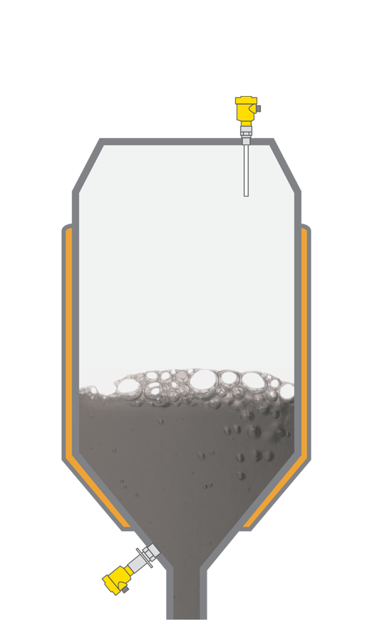 Level measurement and point level detection in bitumen tanks