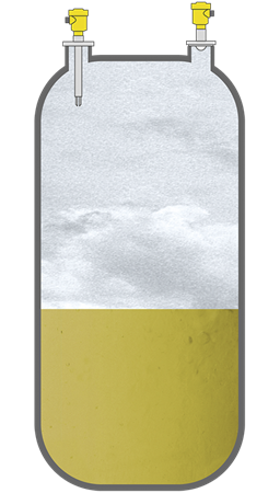 Level measurement and point level detection in storage tanks for chlorine