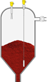 Level measurement and point level detection in colour pigment packing