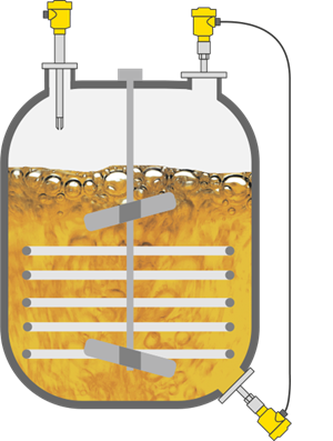 Level measurement and point level detection in the reaction vessel
