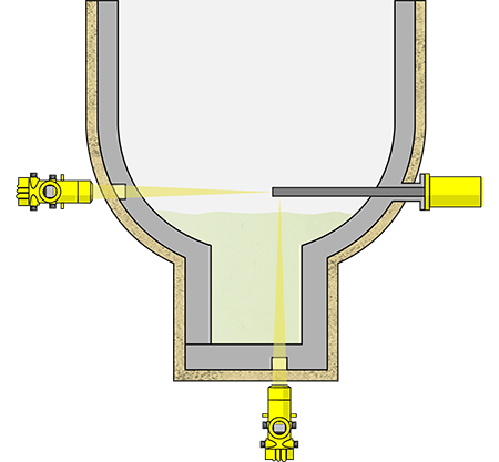 Misura di livello e rilevamento della soglia di livello nel reattore per la distillazione di urea 