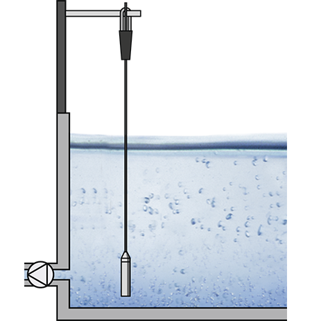 Cooling tower basin level measurement 