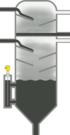 Level measurement in the dewatering column