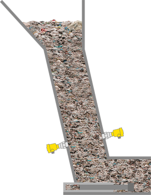 Detectie van de vulhoogte in de vulschacht