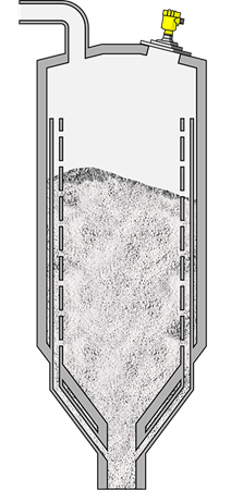 Level measurement of plastic granule silo