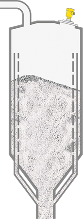 Level measurement of plastic granule silo