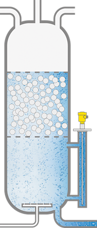 Level measurement in a stripping column