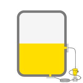 A differential pressure sensor can be used to measure hydrostatic level and calculate density. 