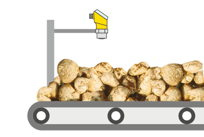 Measuring the level of sugar beets on the conveyor belt