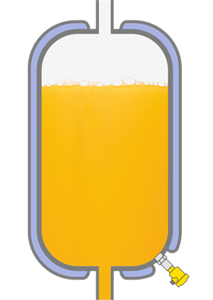 Level measurement in storage tanks for liquid foodstuffs