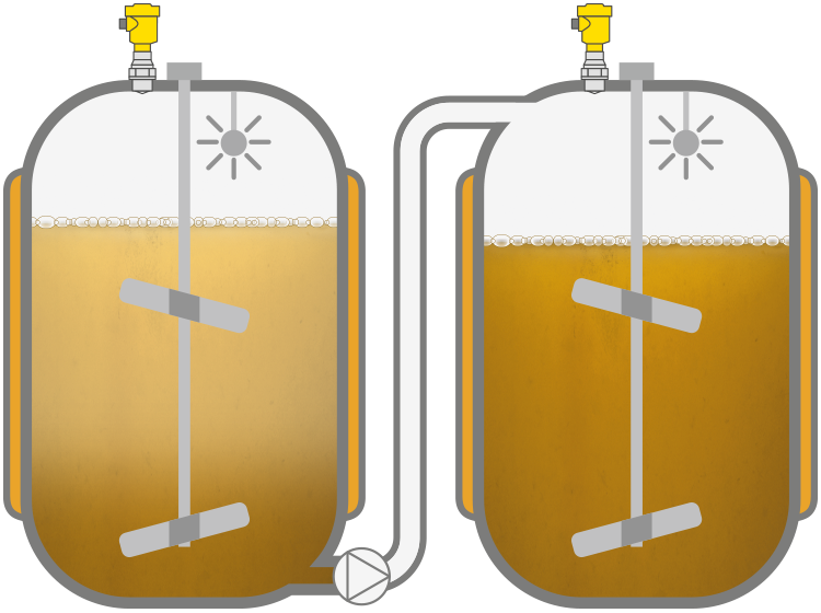 Level measurement in the sugar dissolver vessel