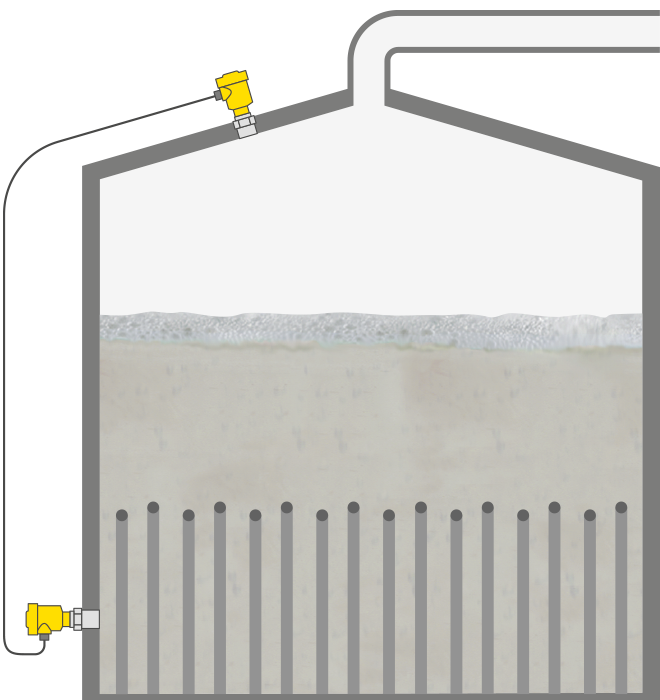 Level measurement in a sugar vacuum pan