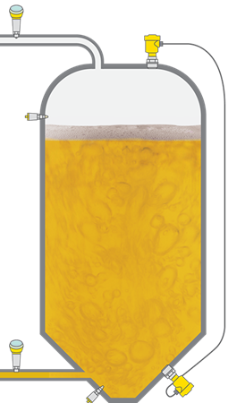 Level, pressure and point level measurement in the fermentation tank