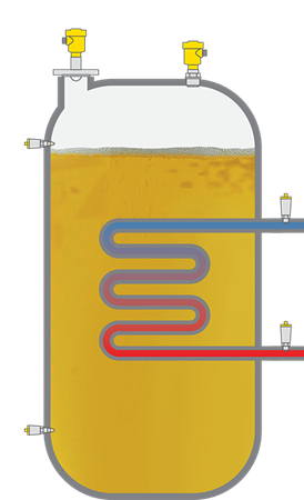 Misura di livello, pressione e soglia di livello nel tino di deposito e maturazione della birra giovane
