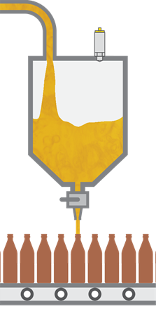 Level measurement and point level detection in the supply tank of a bottling machine