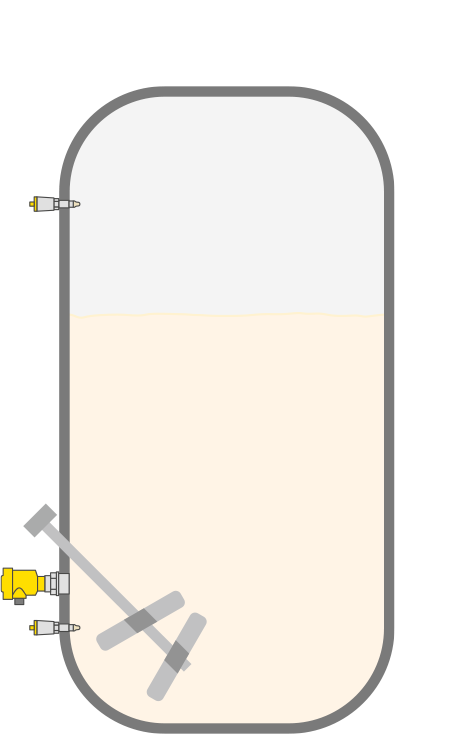 Level measurement and point level detection in the storage tank for milk and milk products