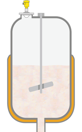 Level measurement in an aluminium powder suspension reactor