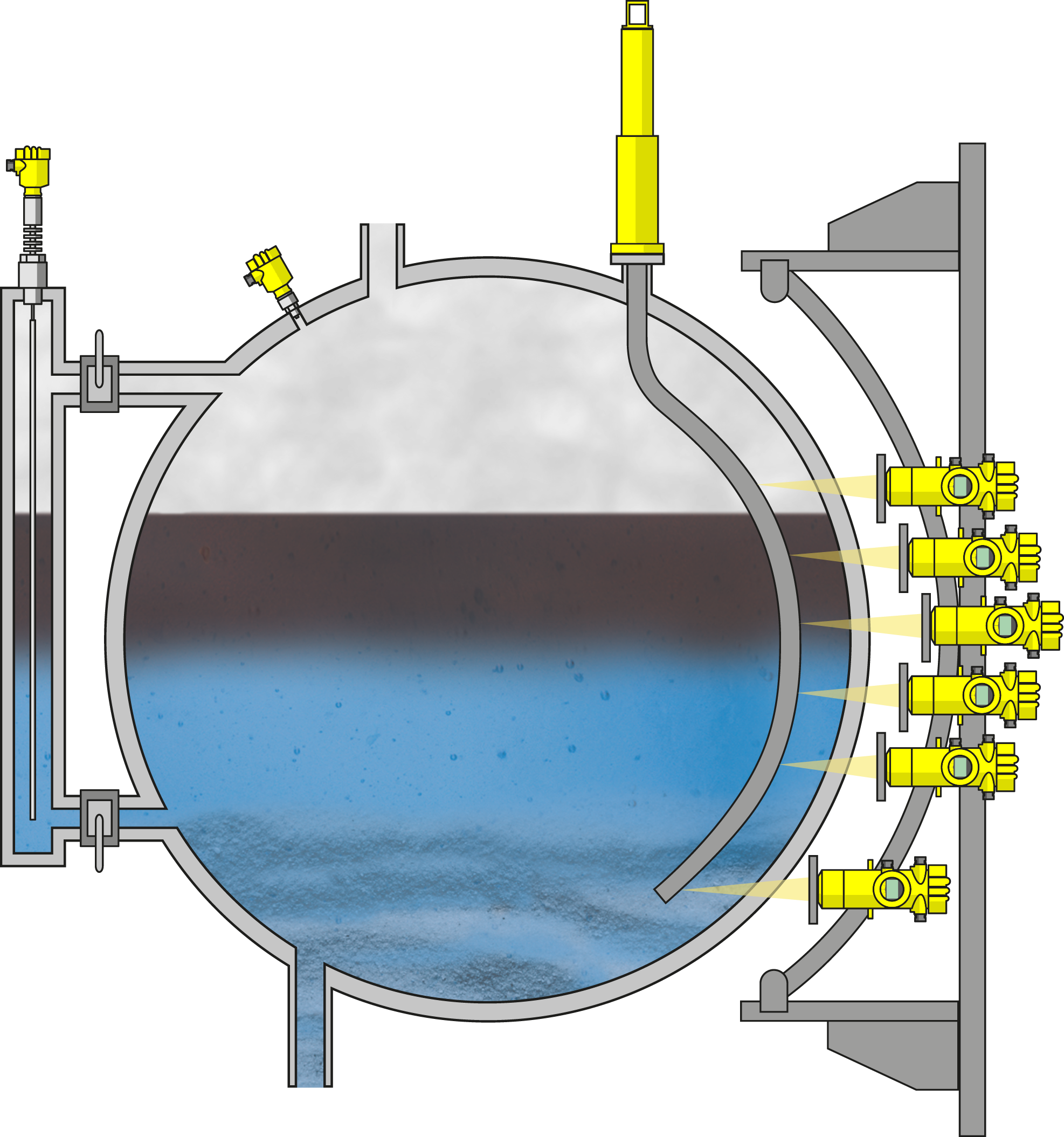 Medición de nivel y de presión en separadores de petróleo
