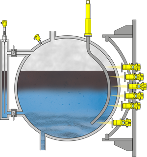 Medición de nivel y de presión en separadores de petróleo