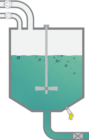 Level measurement in the coating batching tank 