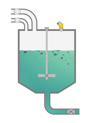 Level measurement in the coating batching tank 