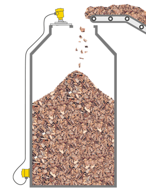 Wood chip silo level measurement