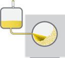 Level measurement and point level detection in the storage tank of a drum coater