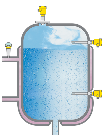 Misura di livello nel serbatoio di preparazione per solventi