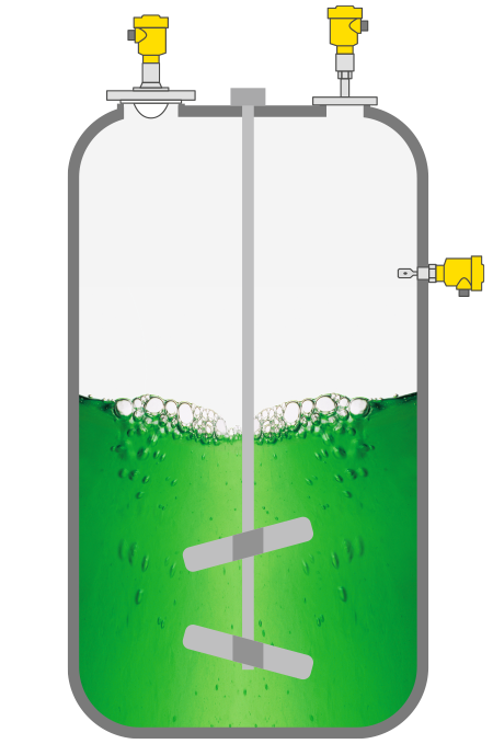 Reaktionsbehälter mit Lösemittel - Füllstandmessung und Grenzstanderfassung
