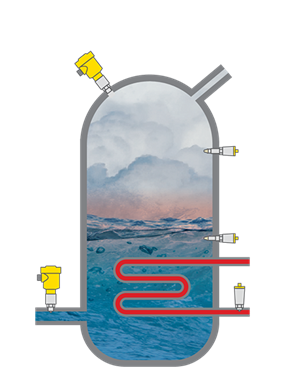 Steam separator pressure measurement and point level detection. 