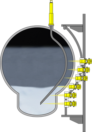 Misura d'interfaccia multifase nella vasca di sedimentazione