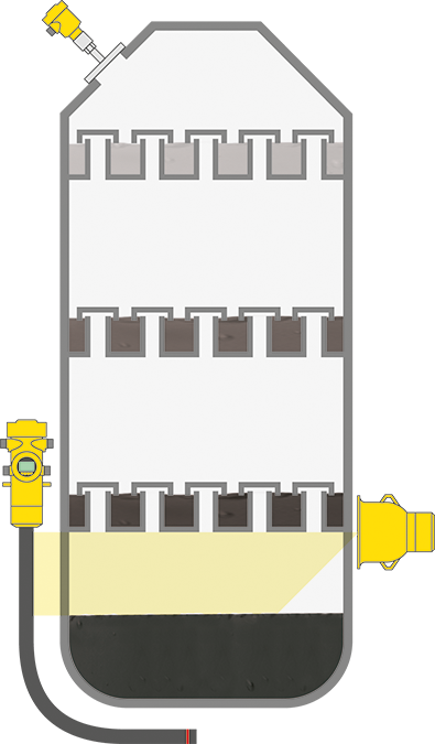 Level and pressure measurement in the distillation unit