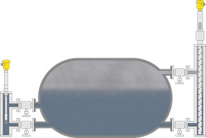 Level measurement and limiting device in the steam drum