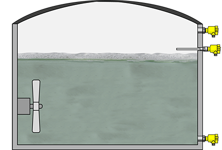 Point level and pressure measurement in energy production in slurry tanks