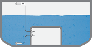 Misura di pressione e livello nella cisterna dell'acqua di zavorra della nave per carichi pesanti (nave Flo/Flo)