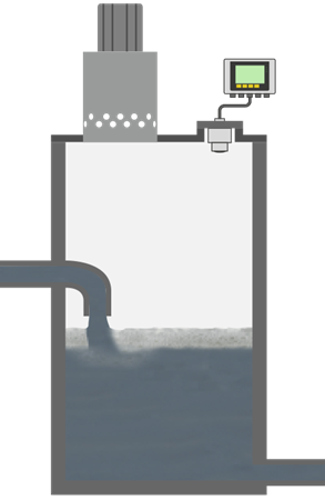 Level measurement in a vacuum tank