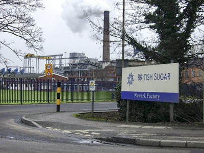 Britse suikerfabriek in Newark, Oost-Engeland.