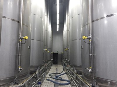 Sensors in the production and storage tanks measure level and pressure