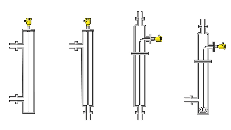 Displacers typically come in four different configurations, and each style can be retrofitted with a guided wave radar for a more reliable, maintenance-free measurement.