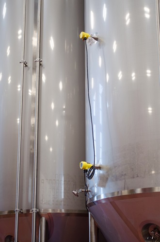 The fermentation vessel uses two pressure sensors to monitor density of the yeast and wort mixture as the liquid ferments.