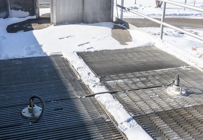 : An open channel at the Mankato Water Resource Recovery Facility gets frosty in the winter